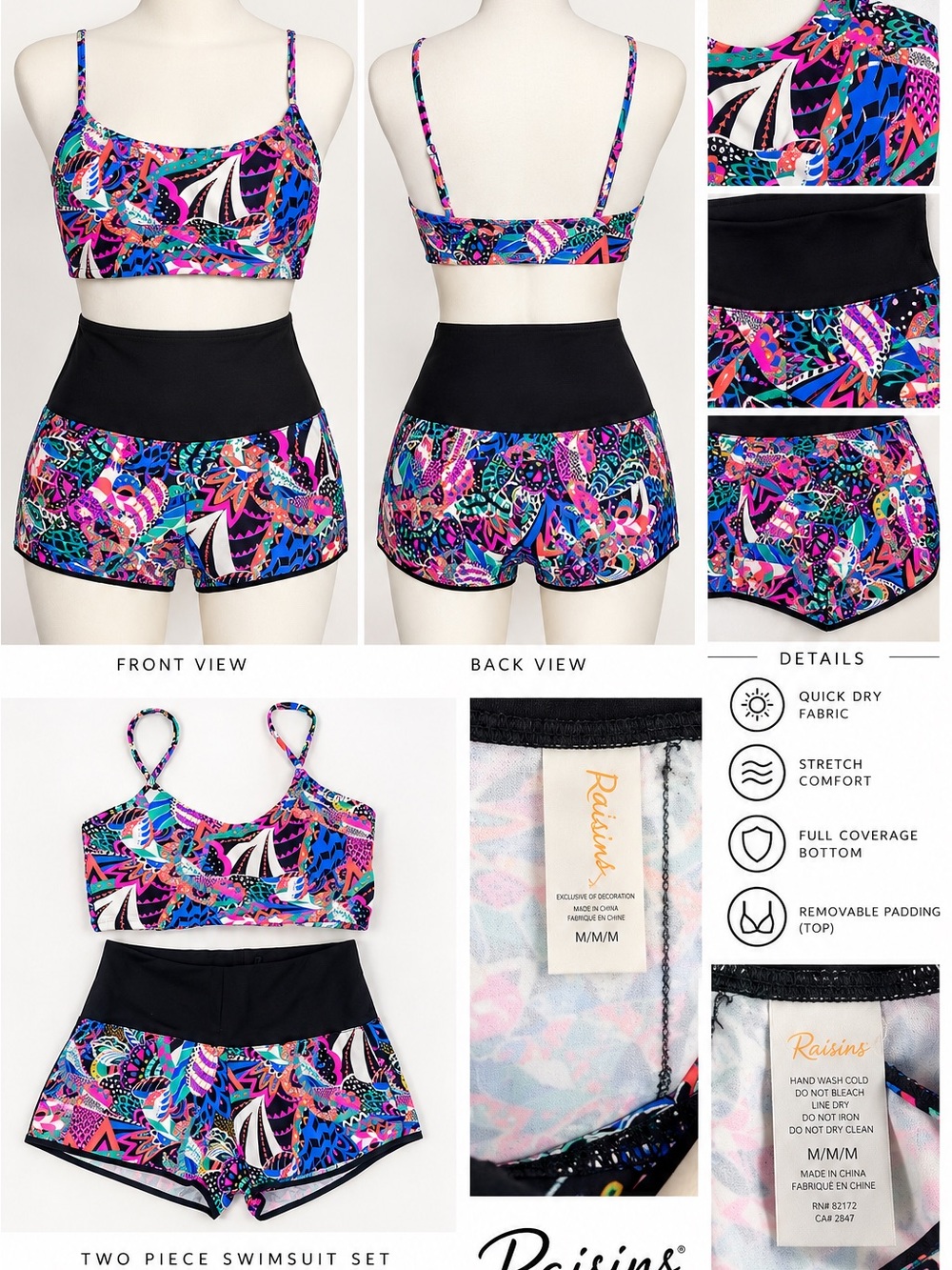 Raisins Multicolor Printed Bra Top & Waist Short Set